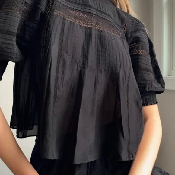 Aritzia Sunday Best Jadie Blouse Puff Sleeve White Ecru Size Medium - Picture 3 of 8